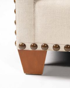  Chanel Linen Walnut and Brass Roll Arm Sofa by Chanel United States c 1990 - 4763950