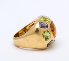  Chanel Vintage Chanel Gold Citrine and Semi Precious Stone Ring - 1276981