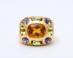  Chanel Vintage Chanel Gold Citrine and Semi Precious Stone Ring - 1276982