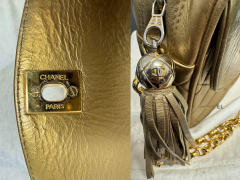  Chanel Vintage Chanel Quilted Bronze Lambskin Charm CC 24K Tassel 1992 Handbag Purse - 3730816