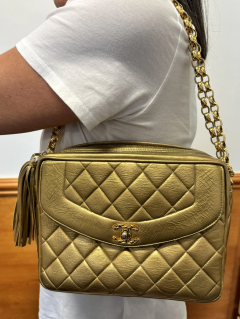  Chanel Vintage Chanel Quilted Bronze Lambskin Charm CC 24K Tassel 1992 Handbag Purse - 3730850