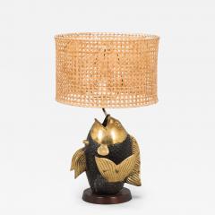  Chapman Manufacturing Company Bronze Koi Lamp 1970s - 4552567