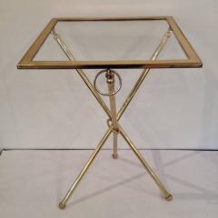  Chapman Manufacturing Company Chapman Petite Hollywood Regency Brass Glass Folding Table - 98529