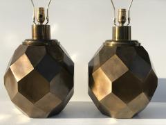  Chapman Manufacturing Company Pair of Geometric Faceted Sphere Lamps by Chapman - 530819