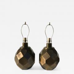  Chapman Manufacturing Company Pair of Geometric Faceted Sphere Lamps by Chapman - 532395