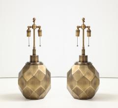  Chapman Manufacturing Company Pair of Large Geodesic Antiqued Brass Lamps by Chapman  - 4228021