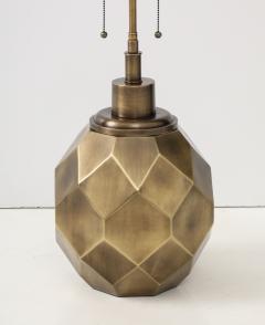  Chapman Manufacturing Company Pair of Large Geodesic Antiqued Brass Lamps by Chapman  - 4228024