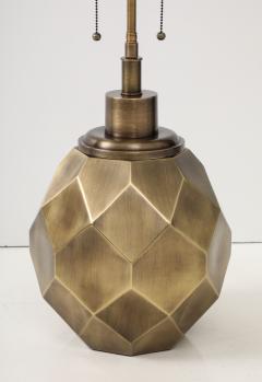  Chapman Manufacturing Company Pair of Large Geodesic Antiqued Brass Lamps by Chapman  - 4228025