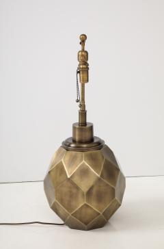  Chapman Manufacturing Company Pair of Large Geodesic Antiqued Brass Lamps by Chapman  - 4228026