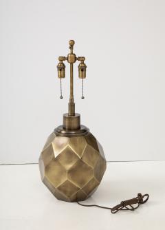  Chapman Manufacturing Company Pair of Large Geodesic Antiqued Brass Lamps by Chapman  - 4228028