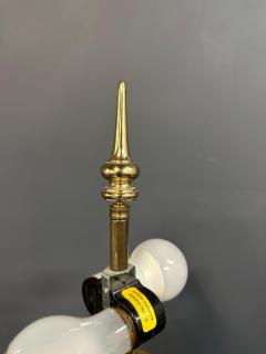  Chapman Manufacturing Company Pair of Mid Century Black Ceramic Urn Lamps with Stepped Brass Bases by Chapman - 4206771