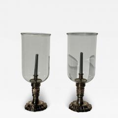  Chapman Manufacturing Company Pair of Silvered Brass Candle Hurricanes - 3985032