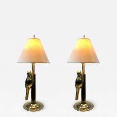  Chapman Mfg Co MODERN STYLIZED PAIR OF SCULPTURAL BRASS PARROT LAMPS - 1163178