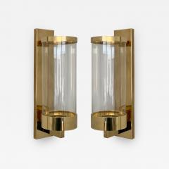  Chapman Mfg Co Pair of Chapman Brass and Glass Candle Wall Sconces - 1022436