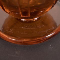  Charder Art Deco Vase in Translucent Cognac w Cubist Geometric Patterns Signed Charder - 1560607