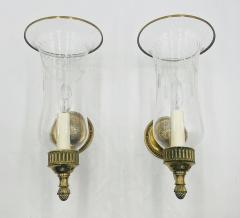  Charles Edwards Pair of Charles Edwards London Brass Hurricane Wall Sconces England 1990s - 4712343