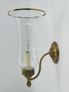  Charles Edwards Pair of Charles Edwards London Brass Hurricane Wall Sconces England 1990s - 4712344
