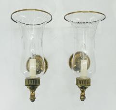  Charles Edwards Pair of Charles Edwards London Brass Hurricane Wall Sconces England 1990s - 4712345