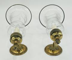  Charles Edwards Pair of Charles Edwards London Brass Hurricane Wall Sconces England 1990s - 4712346