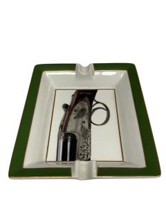  Charles George Asprey 1980s porcelain ashtray or vide poche showing a riffle by Asprey London - 4123197