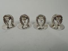  Charles George Asprey Set of 4 Antique Asprey English Edwardian Fox Hunt Place Card Holders - 3753838