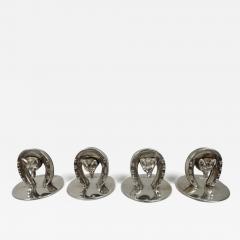  Charles George Asprey Set of 4 Antique Asprey English Edwardian Fox Hunt Place Card Holders - 3755798