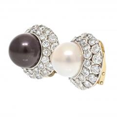  Chaumet CHAUMET 18K WHITE GOLD BICOLOR PEARLS BOMBE AND DIAMOND CLIP ON EARRINGS - 3029313
