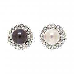  Chaumet CHAUMET 18K WHITE GOLD BICOLOR PEARLS BOMBE AND DIAMOND CLIP ON EARRINGS - 3033885