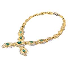  Chaumet Chaumet Emerald Platinum 18K YGDiamond And Green Emerald Ladies Necklace - 4400093