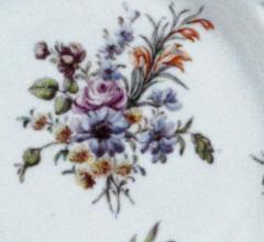  Chelsea Porcelain Manufactory Antique English Porcelain Botanical Chelsea Latticed Circular Dishes - 1778862