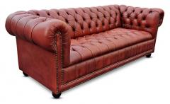  Chesterfield English Chesterfield Cardovian Oxblood Tufted Leather Sofa - 2937178