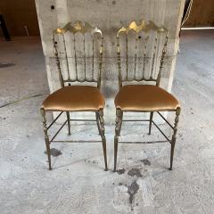  Chiavari 1950s Pair of Chiavari Side Chairs in Brass Italy - 3417967
