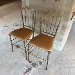  Chiavari 1950s Pair of Chiavari Side Chairs in Brass Italy - 3417968