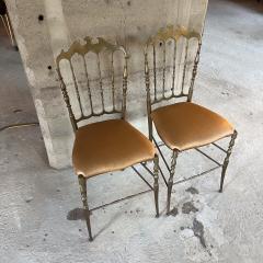 Chiavari 1950s Pair of Chiavari Side Chairs in Brass Italy - 3417969