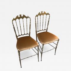  Chiavari 1950s Pair of Chiavari Side Chairs in Brass Italy - 3418861