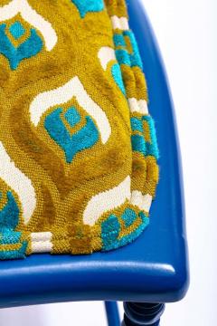  Chiavari Blue Lacquered Chiavari Side Chair with Peacock Feathers in Cut Velvet - 1976677
