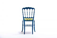  Chiavari Blue Lacquered Chiavari Side Chair with Peacock Feathers in Cut Velvet - 1976679