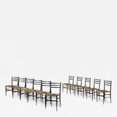  Chiavari Enrico Delmonte set of 12 ash and straw Gobbetta chairs Chiavari Italy 1950s - 3673722