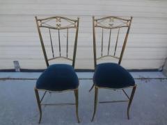  Chiavari Pair of Italian Neoclassical Style Brass Chiavari Side Chairs - 3762479