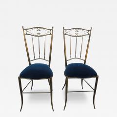  Chiavari Pair of Italian Neoclassical Style Brass Chiavari Side Chairs - 3763536