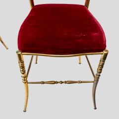  Chiavari Red velvet upholstered brass metal chairs by Chiavari - 4301788