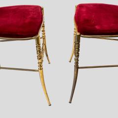  Chiavari Red velvet upholstered brass metal chairs by Chiavari - 4301789