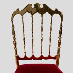  Chiavari Red velvet upholstered brass metal chairs by Chiavari - 4301791