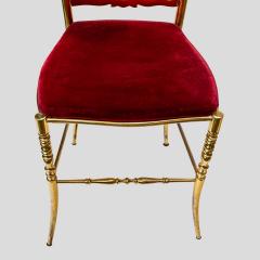  Chiavari Red velvet upholstered brass metal chairs by Chiavari - 4301792