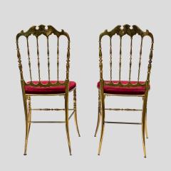  Chiavari Red velvet upholstered brass metal chairs by Chiavari - 4301794