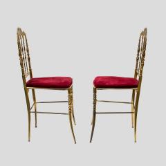  Chiavari Red velvet upholstered brass metal chairs by Chiavari - 4301795