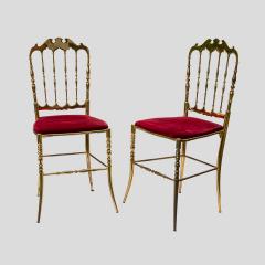  Chiavari Red velvet upholstered brass metal chairs by Chiavari - 4301798