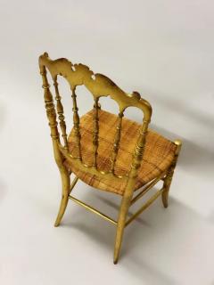 Chiavari Set of 8 Italian Modern Neoclassical Dining Chairs in Carved Gilt Wood Rattan - 4112154