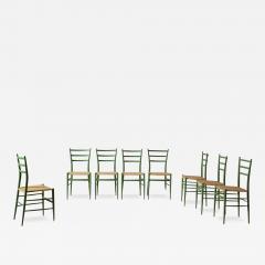  Chiavari Set of eight caned Chiavari chairs model Tre Stecche by SAC Italy 1950s - 3948526