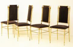  Chiavari Suite of four solid brass Chiavari chairs Italy 1970s - 1041564